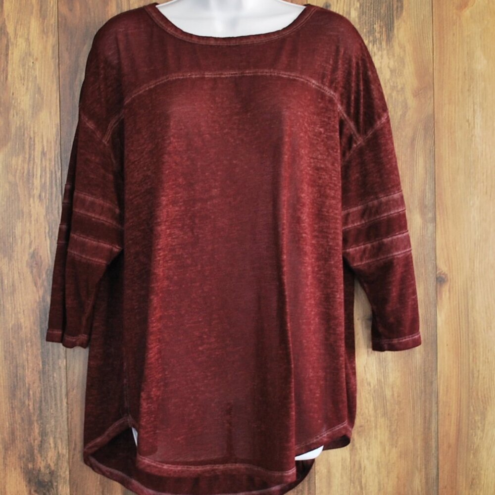 SO The Lounge Life Soft Thin Women's Maroon 3/4 Sleeve L